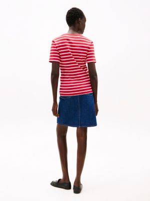 t-shirt ajusté à col en v plusieurs couleurs pour femmes tommy hilfiger
