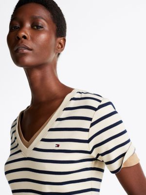 multi slim v-neck t-shirt for women tommy hilfiger