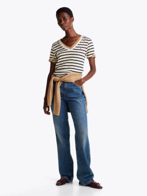 multi slim v-neck t-shirt for women tommy hilfiger
