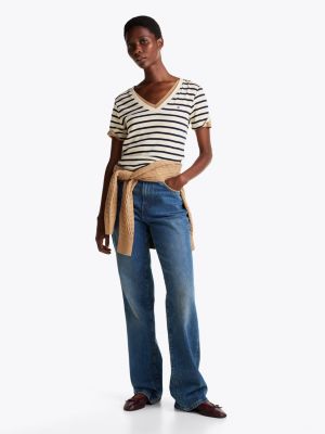 multi v-neck slim t-shirt for women tommy hilfiger