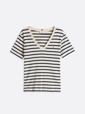 multi slim v-neck t-shirt for women tommy hilfiger