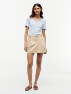 Flag Embroidery Slim V-Neck T-Shirt — Blue 2