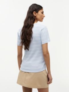 Flag Embroidery Slim V-Neck T-Shirt — Blue 4