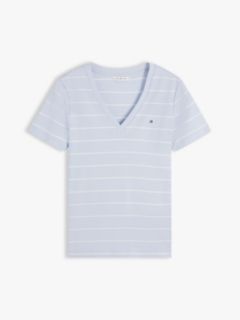 Flag Embroidery Slim V-Neck T-Shirt — Blue 5