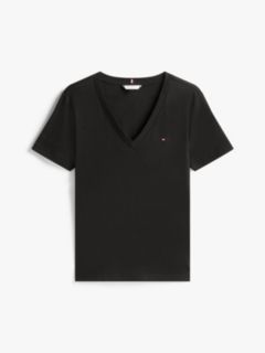 Flag Embroidery Slim V-Neck T-Shirt — Black 5