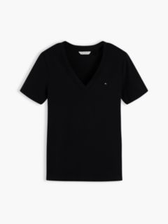 Flag Embroidery Slim V-Neck T-Shirt — Black 6