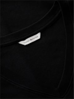Flag Embroidery Slim V-Neck T-Shirt — Black 7