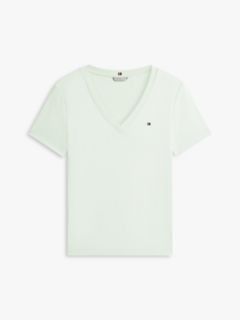 Flag Embroidery Slim V-Neck T-Shirt — Green 5
