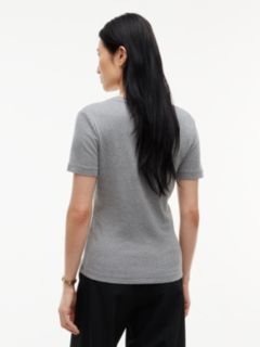 Flag Embroidery Slim V-Neck T-Shirt — Grey 4
