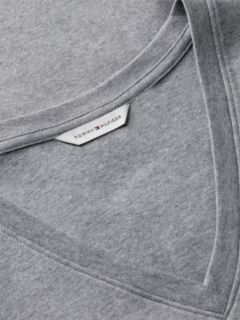 Flag Embroidery Slim V-Neck T-Shirt — Grey 6