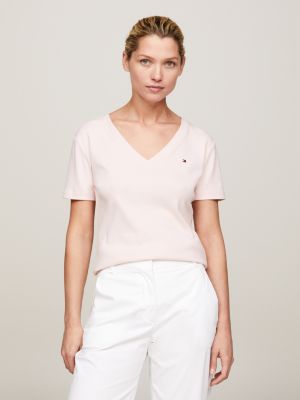 Womens pink tommy 2025 hilfiger t shirt