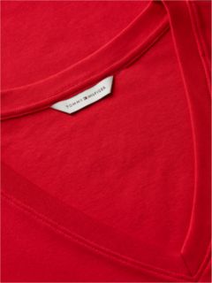 Flag Embroidery Slim V-Neck T-Shirt — Red 7