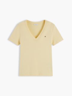 Flag Embroidery Slim V-Neck T-Shirt — Yellow 6