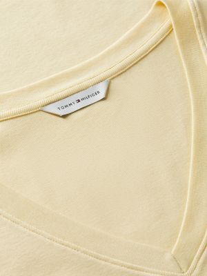 yellow slim v-neck t-shirt for women tommy hilfiger