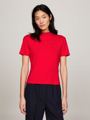 Tommy Hilfiger Sport Womens Plus Heathered Knit T-Shirt Red 2X