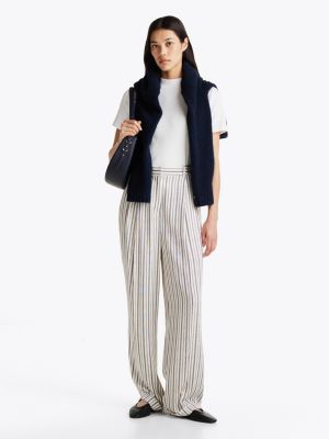 t-shirt ajusté à col cheminée blanc pour femmes tommy hilfiger