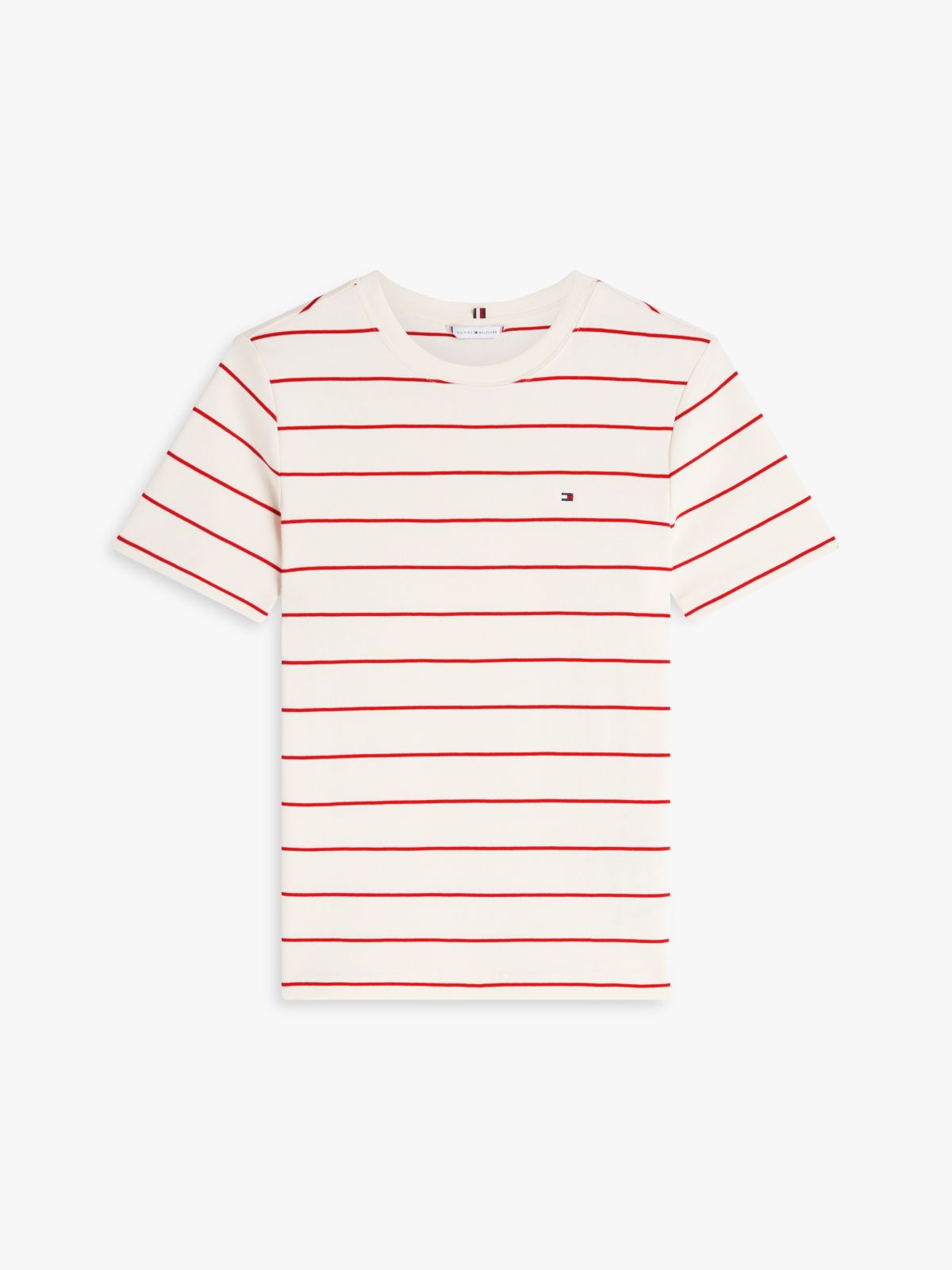 Flag Embroidery Slim Crew Neck T-Shirt — White