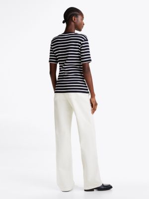 blau slim fit t-shirt mit rundhalsausschnitt für damen - tommy hilfiger