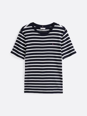 blau slim fit t-shirt mit rundhalsausschnitt für damen - tommy hilfiger