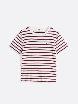 multi crew neck slim t-shirt for women tommy hilfiger