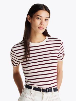 multi slim crew neck t-shirt for women tommy hilfiger