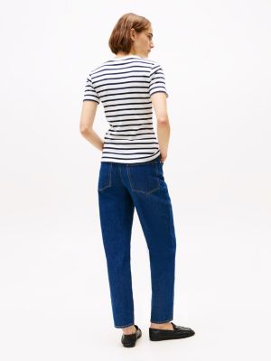 multi crew neck slim t-shirt for women tommy hilfiger