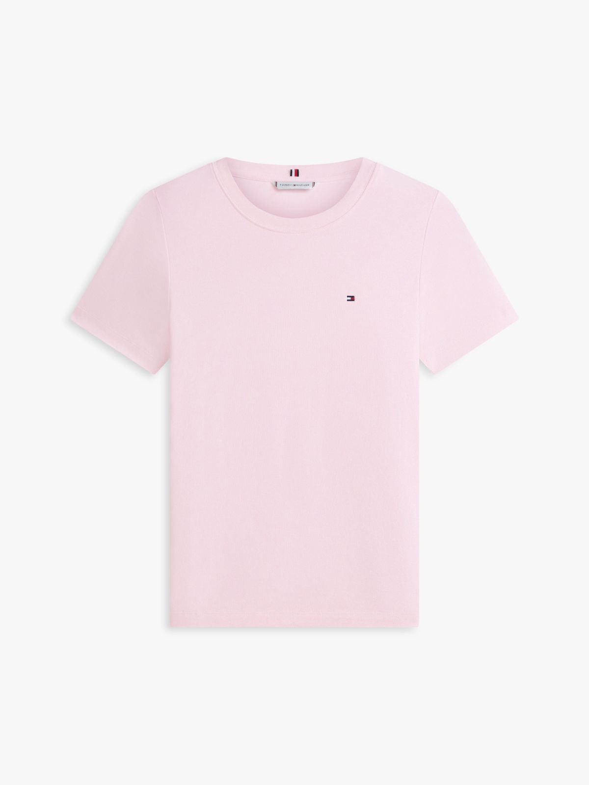 Flag Embroidery Slim Crew Neck T-Shirt — Pink