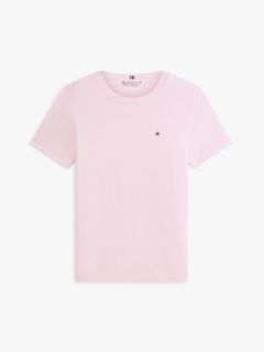 Flag Embroidery Slim Crew Neck T-Shirt — Pink 5