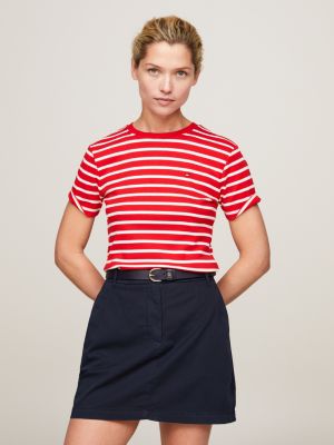 Ribbed Long T-Shirt Hilfiger | Tommy | Fit Slim Red Sleeve