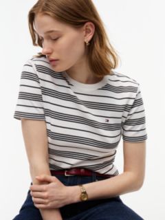 Flag Embroidery Slim Crew Neck T-Shirt — White 3