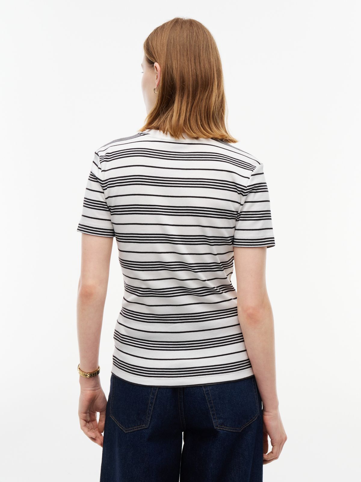 Flag Embroidery Slim Crew Neck T-Shirt — White