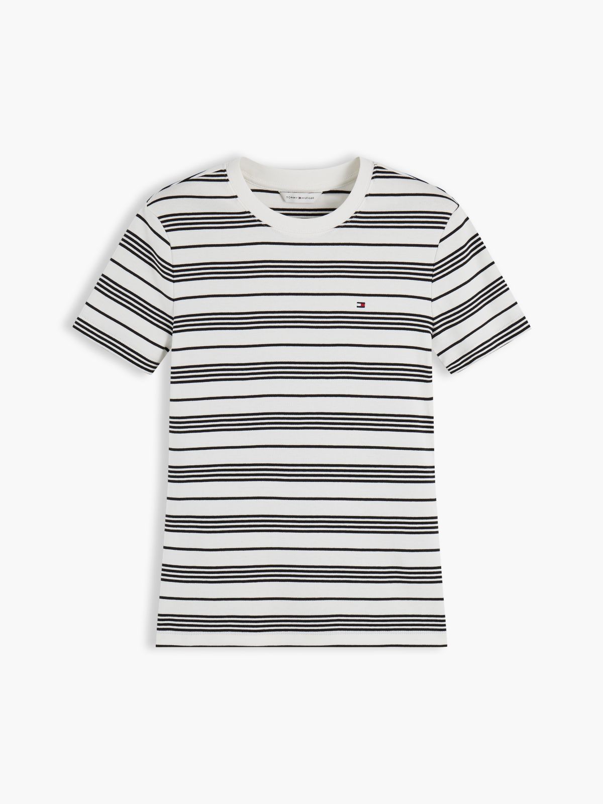 Flag Embroidery Slim Crew Neck T-Shirt — White