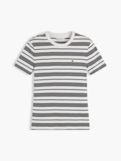 Flag Embroidery Slim Crew Neck T-Shirt — White 5