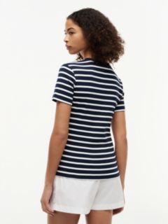 Flag Embroidery Slim Crew Neck T-Shirt — Blue 4
