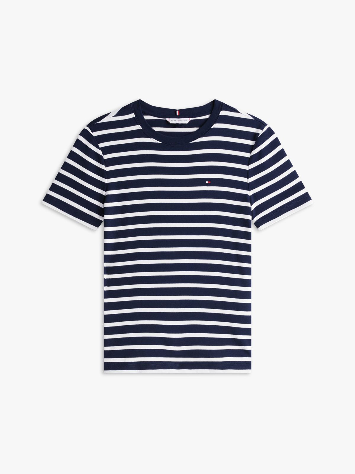 Flag Embroidery Slim Crew Neck T-Shirt — Blue