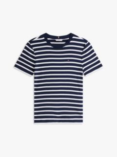 Flag Embroidery Slim Crew Neck T-Shirt — Blue 5