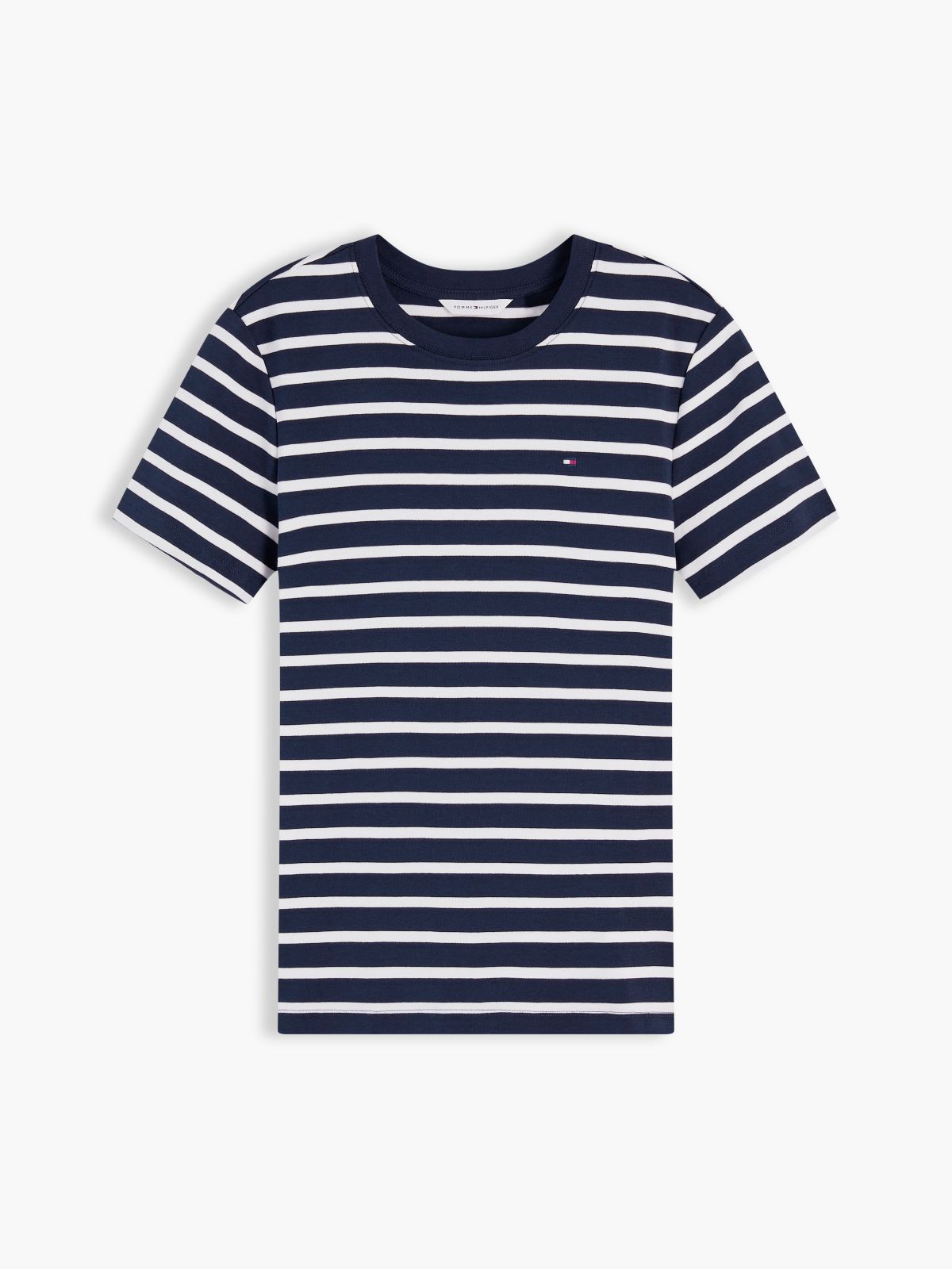 Flag Embroidery Slim Crew Neck T-Shirt — Blue
