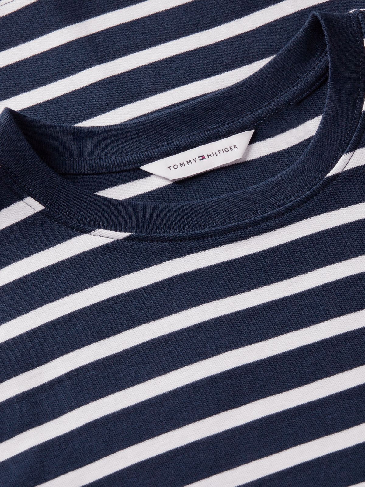 Flag Embroidery Slim Crew Neck T-Shirt — Blue