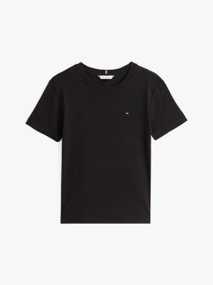 black crew neck slim t-shirt for women tommy hilfiger