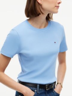 Flag Embroidery Slim Crew Neck T-Shirt — Blue 3