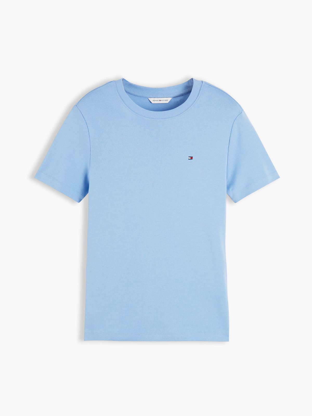 Flag Embroidery Slim Crew Neck T-Shirt — Blue
