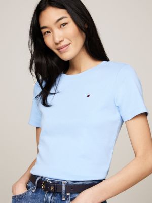 blue flag embroidery slim t-shirt for women tommy hilfiger