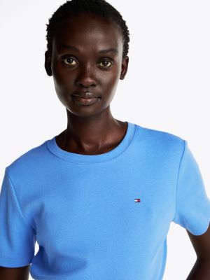 blau slim fit t-shirt mit rundhalsausschnitt für damen - tommy hilfiger