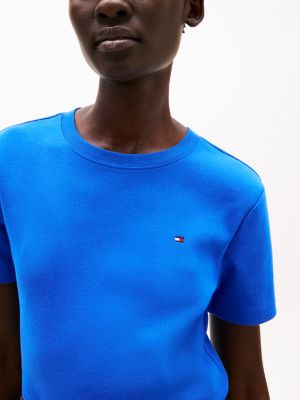 blue slim crew neck t-shirt for women tommy hilfiger