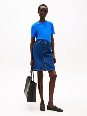 blue slim crew neck t-shirt for women tommy hilfiger