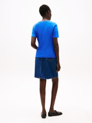 blue slim crew neck t-shirt for women tommy hilfiger