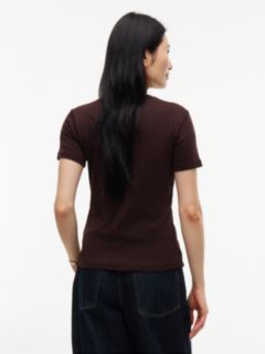 Flag Embroidery Slim Crew Neck T-Shirt — Brown 4