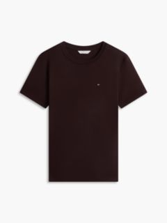Flag Embroidery Slim Crew Neck T-Shirt — Brown 5