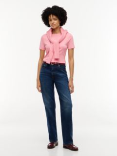 Flag Embroidery Slim Crew Neck T-Shirt — Pink 2