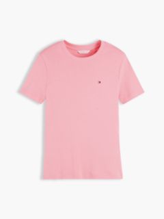Flag Embroidery Slim Crew Neck T-Shirt — Pink 5